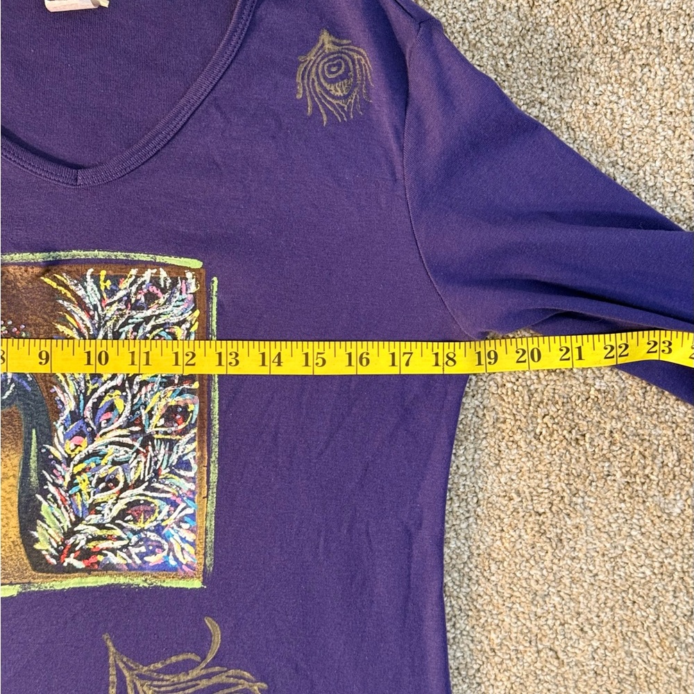 Women's Purple Peacock Graphic Long Sleeve Top - Picture 5 of 16